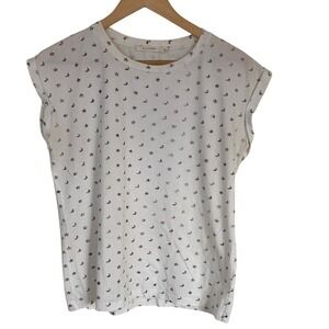 Ellison Womens Short Sleeve Star MoonPatterned White T Shirt Size Medium Casual